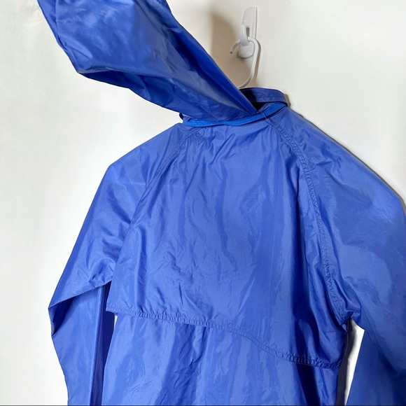 Vtg Atlantic Traders Sz M Jacket Windbreaker Blue 21x26” Hidden Hood - Picture 9 of 13